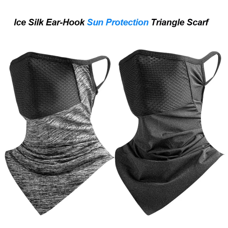 Fishing Mask Sun Protection - หน้ากากป้องกันแสงแดดสำหรับตกปลา ระบายอากาศได้ดี ผ้าคลุมคอแบบสามเหลี่ยมสำหรับฤดูร้อน แบบคล้องหู ผ้าพันคอสำหรับปั่นจักรยาน ผ้าปิดหน้า