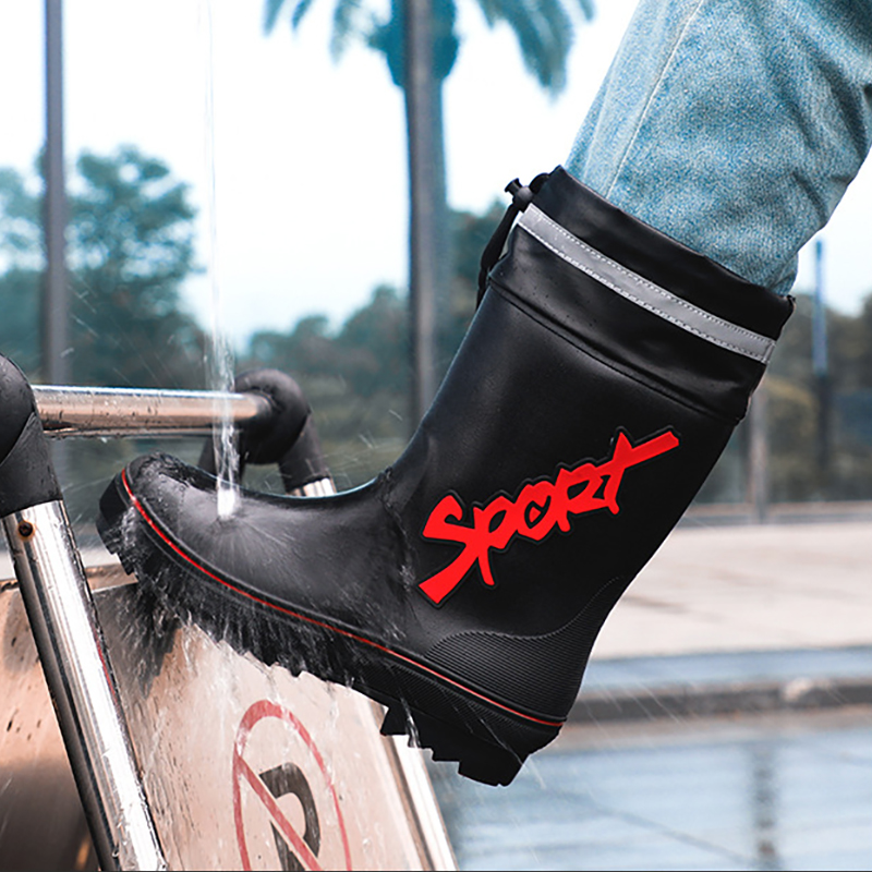 Fishing Boots - รองเท้าฝนยางกันน้ำกันลื่นสำหรับผู้ชายรองเท้าบูทหน้าฝนครึ่งน่องรองเท้าบูทลุยโคลนรองเท้าบูทให้ความอบอุ่นทนทานไม่ลื่นฟาร์มตกปลาแคมป์