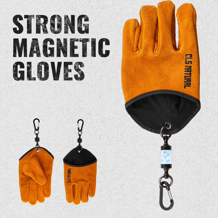 Fishing Gloves - ถุงมือบาร์บีคิวทนความร้อน หนังวัวแท้ ถุงมือจับไฟสำหรับตั้งแคมป์ ถุงมือย่างกันลื่น สำหรับกิจกรรมกลางแจ้ง ตกปลา