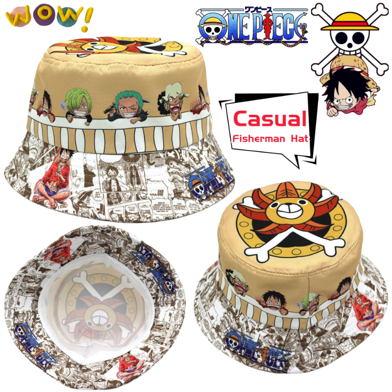 Fishing Hat - หมวกบักเก็ตวันพีซลายการ์ตูนน่ารัก โรโรโนอา โซโล โทนี่โทนี่ ช็อปเปอร์ นิโค