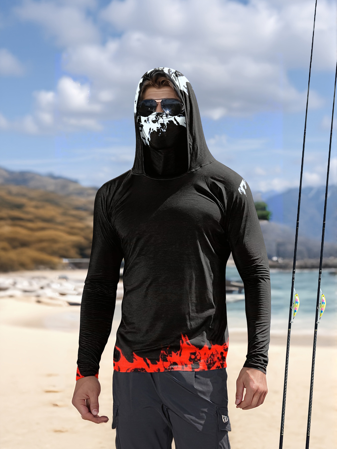 Fishing Shirt Uv Protection - เสื้อตกปลาผู้ชายแบบมีฮู้ด แขนยาว เสื้อผ้าตกปลา เสื้อยืดตกปลา ป้องกันรังสียูวี เสื้อตกปลา