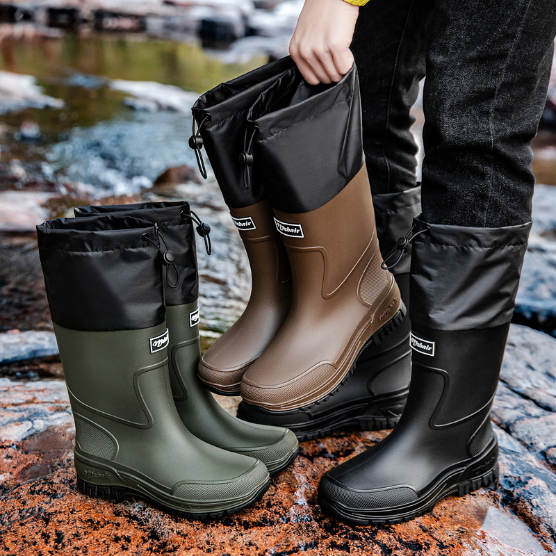 Fishing Boots - รองเท้าบูทยางกันน้ำสำหรับผู้ชาย เหมาะสำหรับตกปลา ขับรถส่งของ พื้นรองเท้าหนาทนทาน กันลื่น