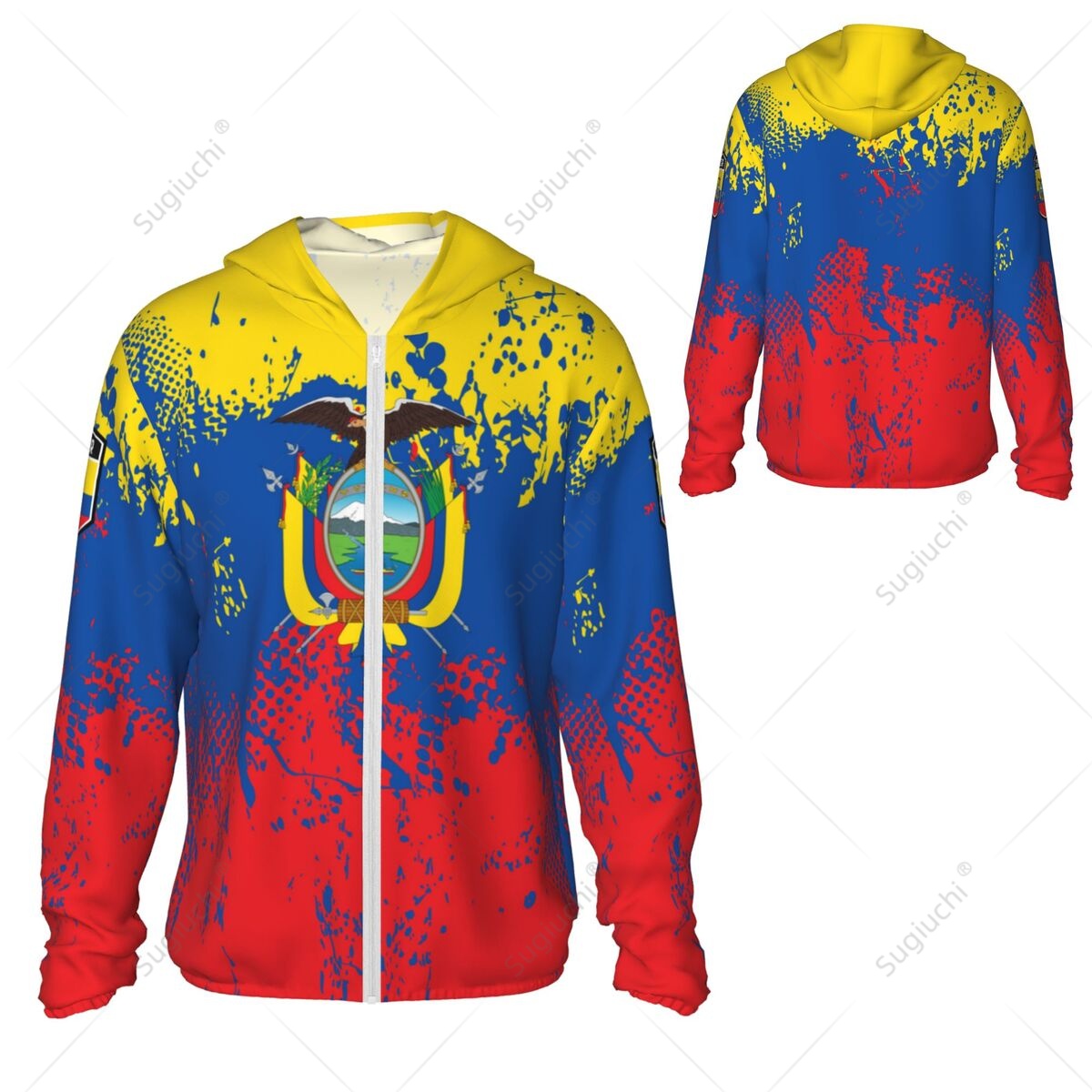 Fishing Hoodie - เสื้อฮู้ดกันแดดลายธงชาติเอกวาดอร์ เสื้อผ้ากันแดด ตกปลา ปั่นจักรยาน วิ่ง แห้งเร็ว