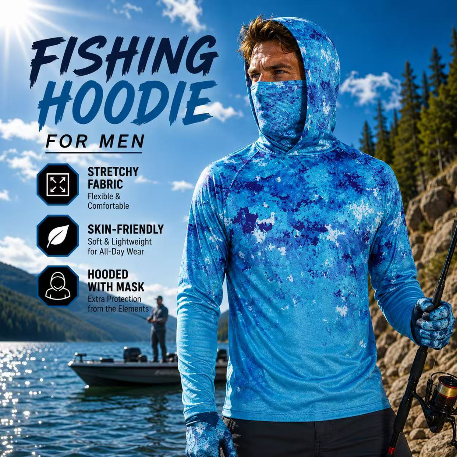 Fishing Shirt Uv Protection - เสื้อเจอร์ซีย์สำหรับตกปลา เสื้อยืดฤดูร้อน เสื้อผ้าตกปลา เสื้อยืดผู้ชาย เสื้อฮู้ดกันรังสียูวี เสื้อยืดผู้ชาย