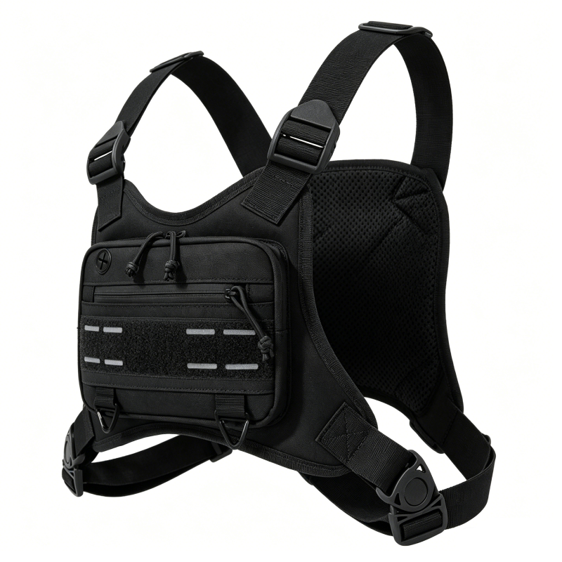 Fishing Backpack - กระเป๋าคาดอกแบบยุทธวิธีสำหรับตั้งแคมป์ ล่าสัตว์ กระเป๋าสะพายไหล่ผู้ชาย ตกปลา ปั่นจักรยาน สะท้อนแสง