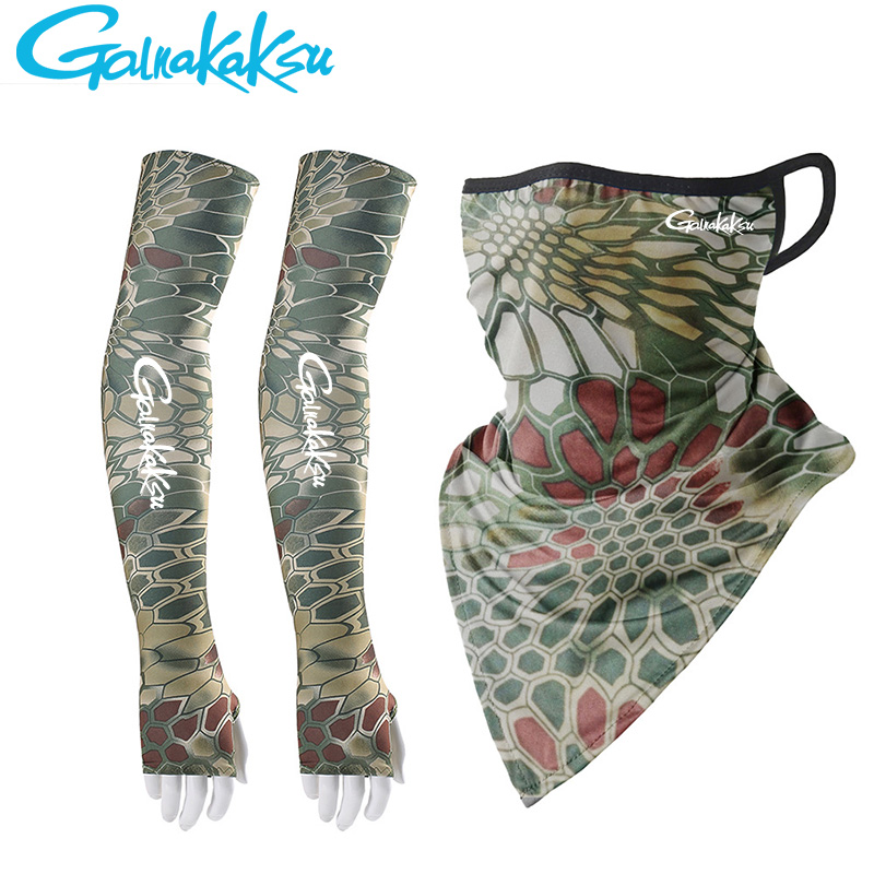 Fishing Mask Sun Protection - กลางแจ้งปลอกแขนถุงมือปั่นจักรยานสำหรับผู้ชายป้องกันรังสียูวีผ้าไหมน้ำแข็งระบายอากาศได้ดีหน้ากากกีฬาตกปลาปั่นจักรยานวิ่งปลอกแขนนุ่ม