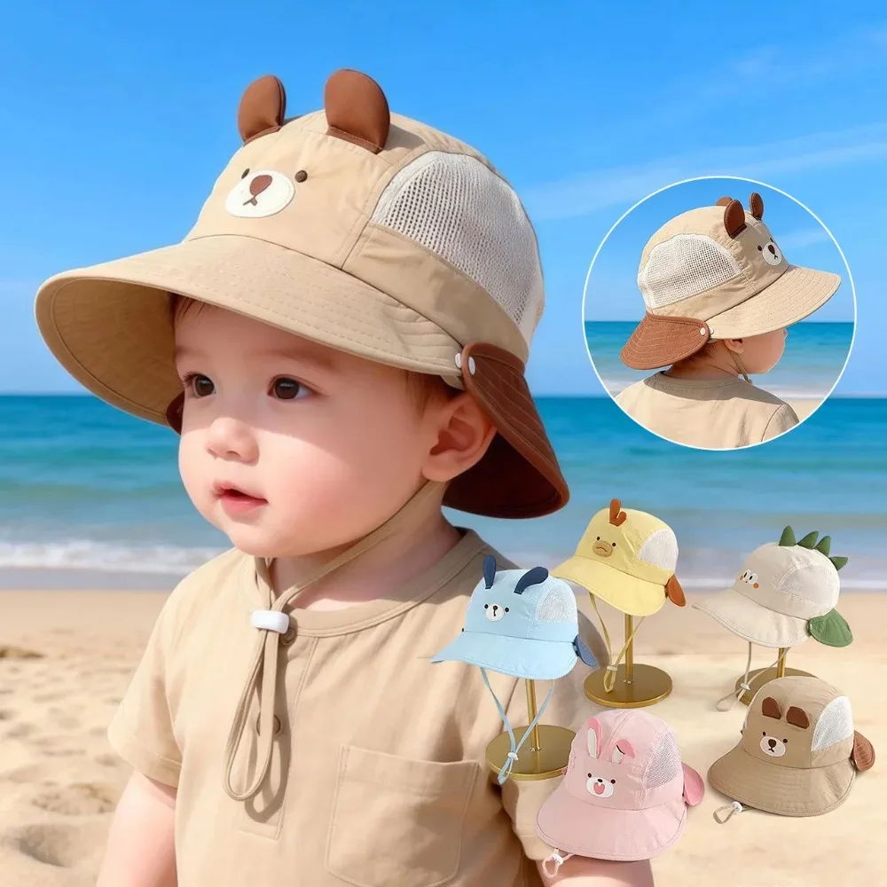 Fishing Hat - หมวกชาวประมงการ์ตูนน่ารักสำหรับเด็ก หมวกตาข่ายระบายอากาศสำหรับฤดูร้อน เหมาะสำหรับเด็กวัยหัดเดิน หมวกปานามาสำหรับกิจกรรมกลางแจ้ง