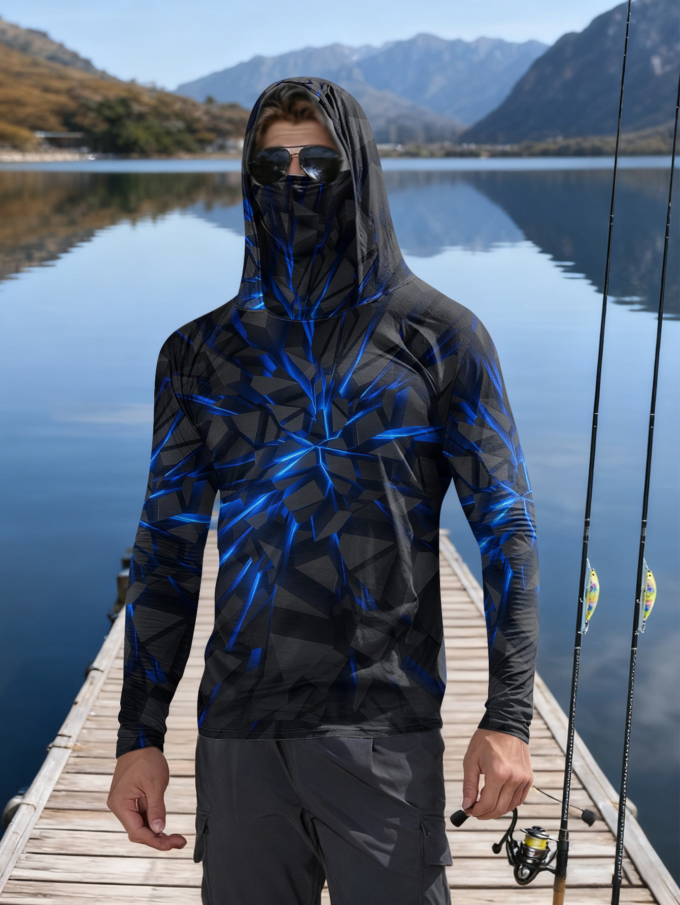 Fishing Shirt Uv Protection - เสื้อตกปลาป้องกันรังสียูวีรุ่นใหม่ปี 2026 แขนยาวพร้อมฮู้ด - เสื้อผ้าป้องกันรังสียูวีสำหรับตกปลาพร้อมหน้ากาก
