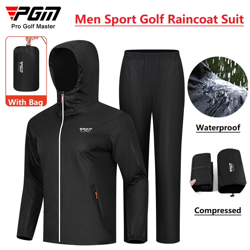 Fishing Rain Suit - PGM Men Golf เสื้อกันฝนฝนกางเกงชุดกันน้ํารถจักรยานยนต์เสื้อกันฝน Poncho ชาย