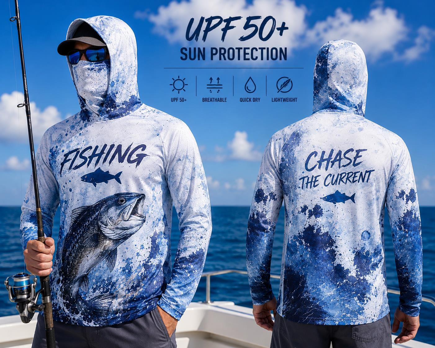 เสื้อฮู้ดดี้ตกปลาผู้ชาย แขนยาว - Fishing Hoodie บทวิจารณ์และราคา
