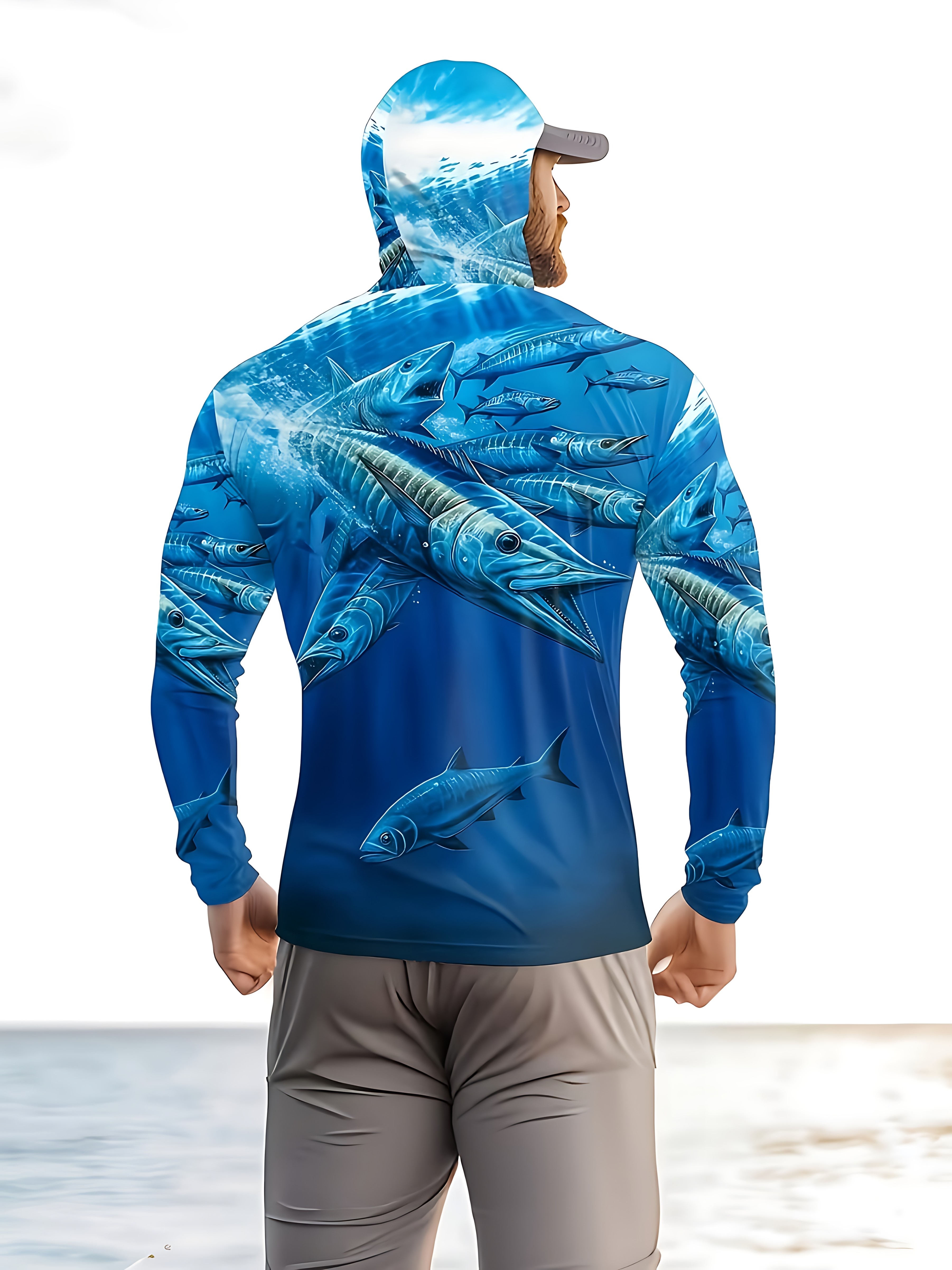 เสื้อตกปลาแบบมีฮู้ดสำหรับผู้ชา - Fishing Shirt Uv Protection บทวิจารณ์และราคา
