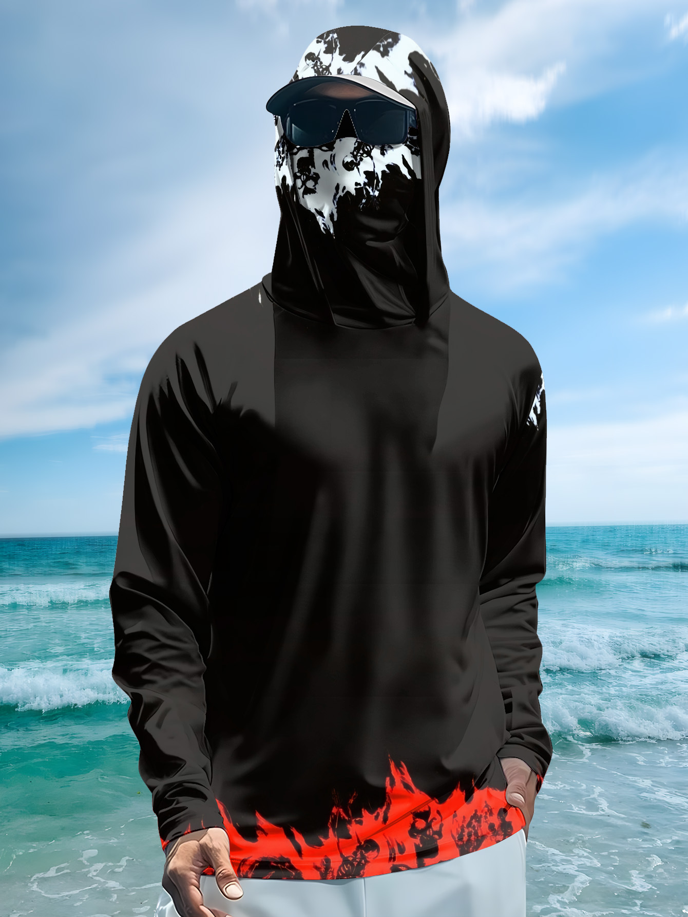 เสื้อตกปลาผู้ชายแบบมีฮู้ด แขนย - Fishing Shirt Uv Protection บทวิจารณ์และราคา
