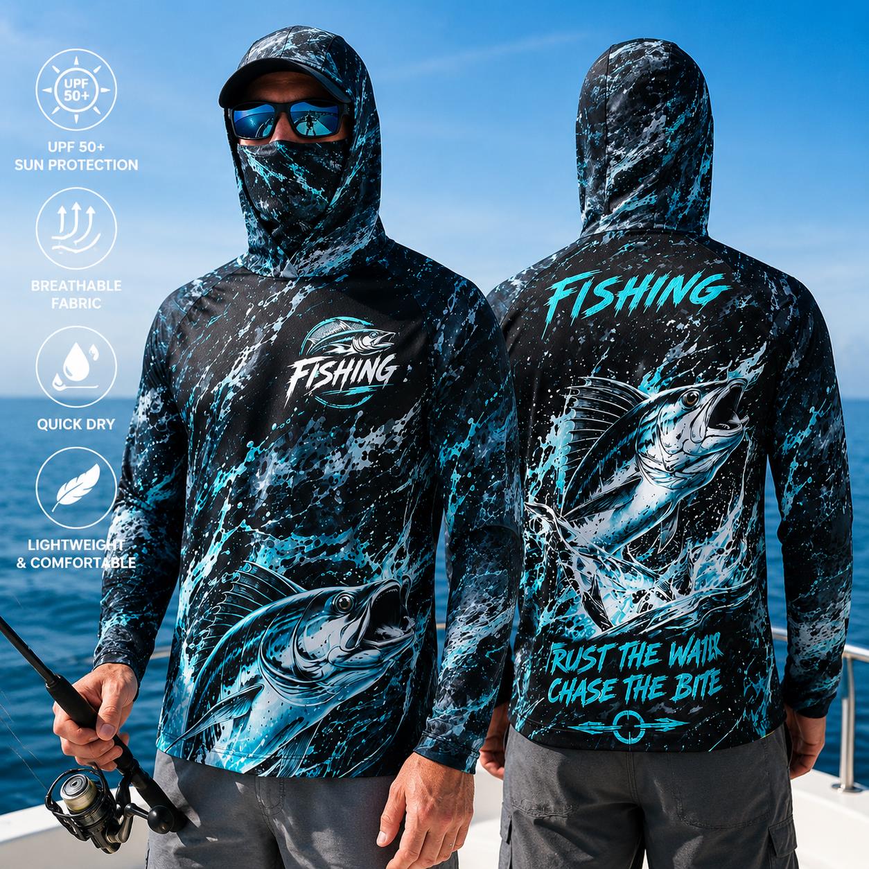 เสื้อตกปลาผู้ชายมีฮู้ด ป้องกัน - Fishing Hoodie บทวิจารณ์และราคา