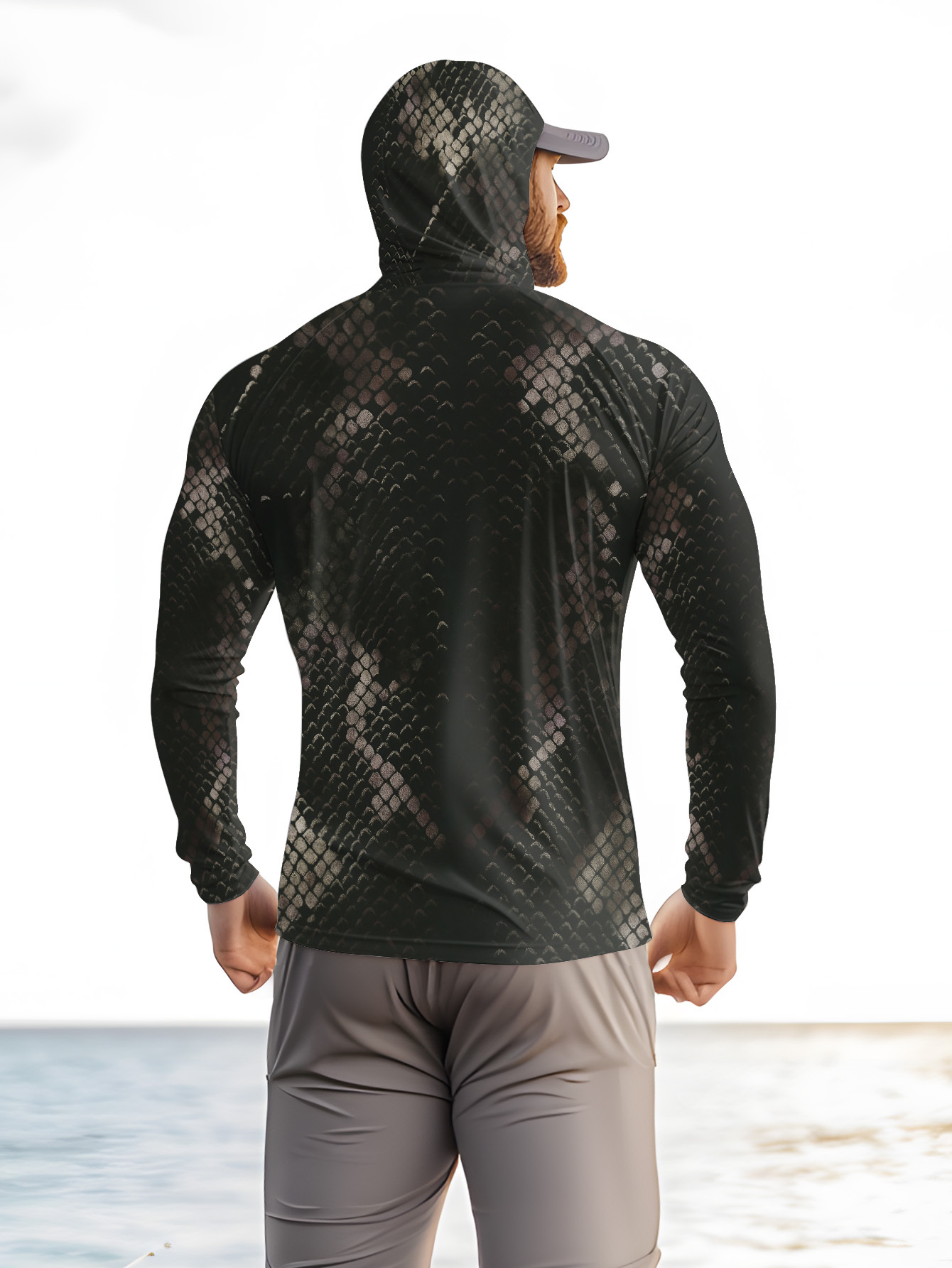 เสื้อตกปลาผู้ชายมีฮู้ดแขนยาวลา - Fishing Shirt Uv Protection บทวิจารณ์และราคา