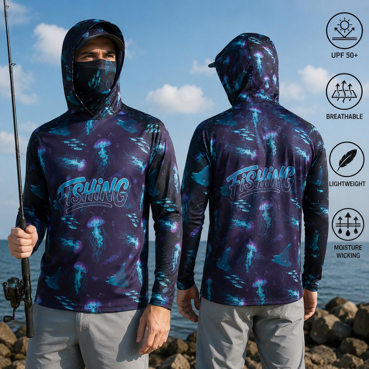 เสื้อตกปลาแบบมีฮู้ดสำหรับผู้ชา - Fishing Hoodie บทวิจารณ์และราคา