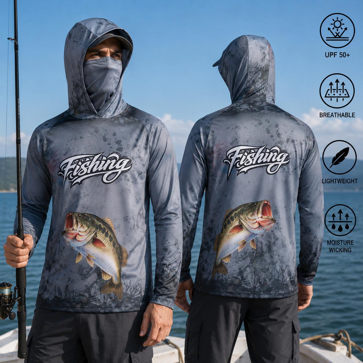 เสื้อตกปลาแบบมีฮู้ดสำหรับผู้ชา - Fishing Hoodie บทวิจารณ์และราคา