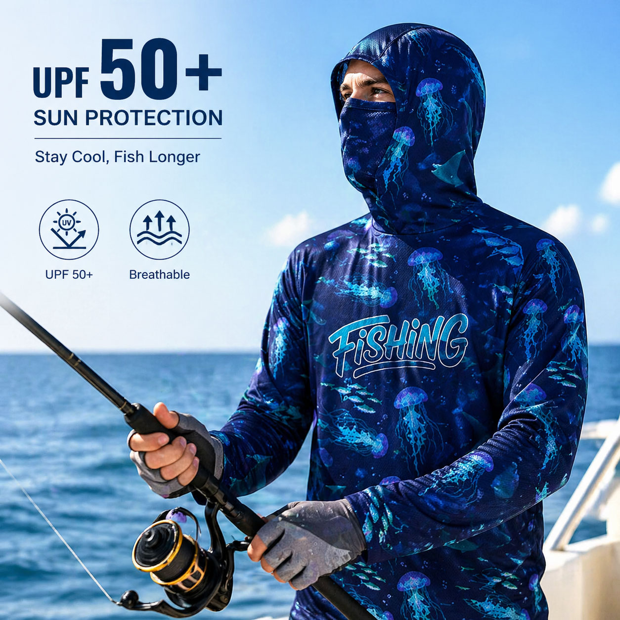เสื้อฮู้ดตกปลา เสื้อคลุมกันแดด - Fishing Hoodie บทวิจารณ์และราคา