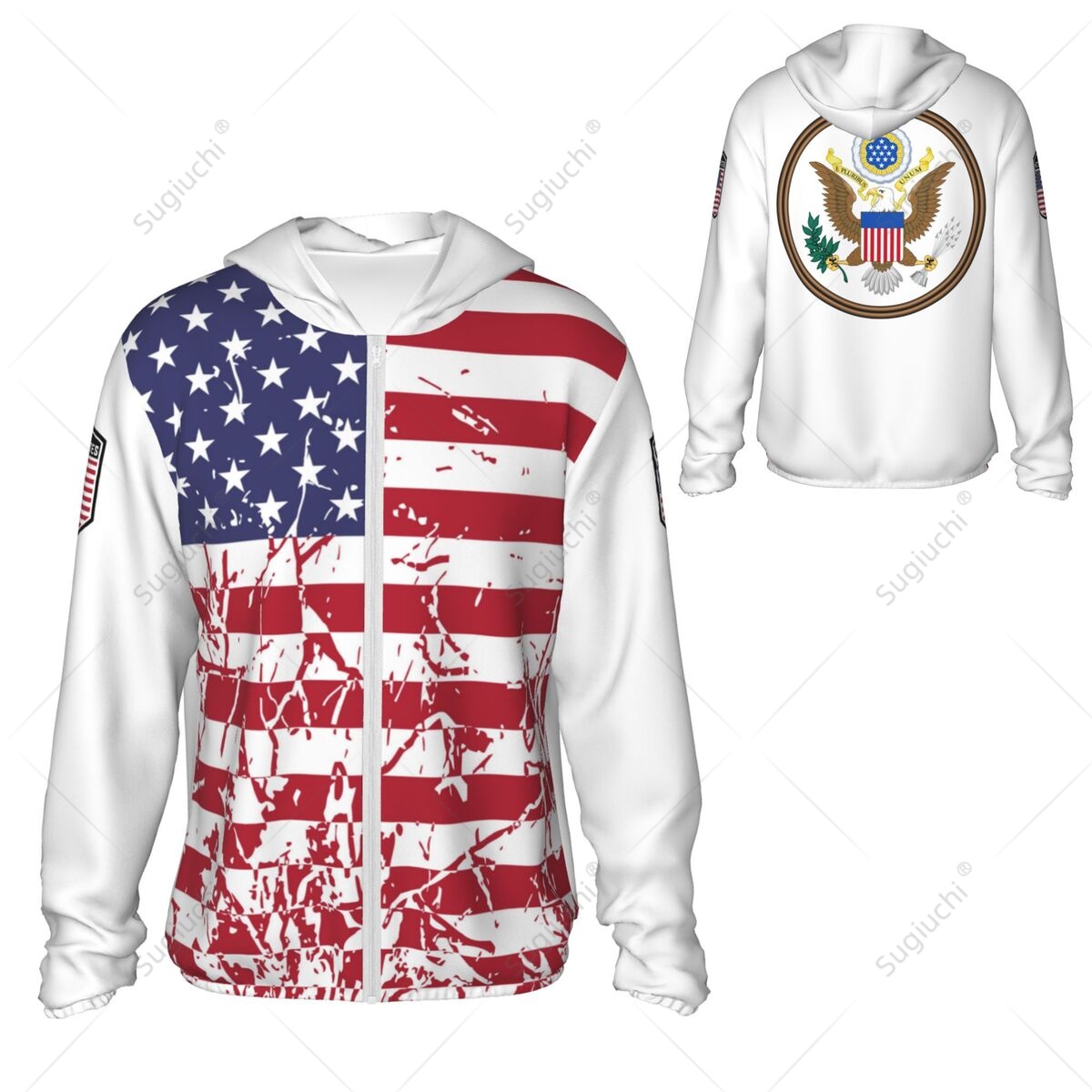 เสื้อฮู้ดกันแดดลายธงชาติสหรัฐอ - Fishing Hoodie บทวิจารณ์และราคา