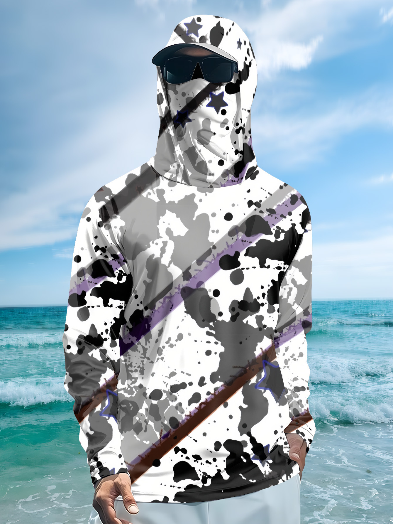 เสื้อตกปลาผู้ชายแบบมีฮู้ด แขนย - Fishing Shirt Uv Protection บทวิจารณ์และราคา