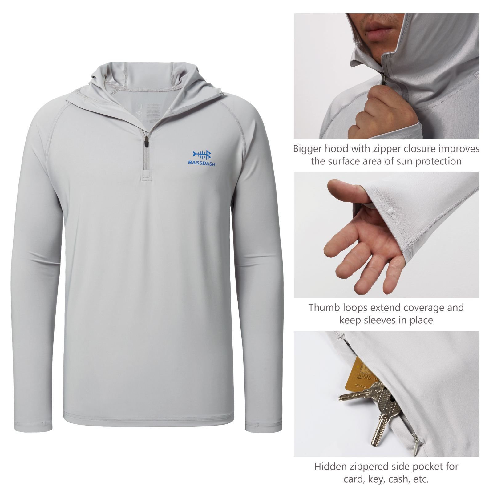 Bassdash ผู้ชาย UPF 50 + 1/4 Z - Fishing Shirt Uv Protection บทวิจารณ์และราคา